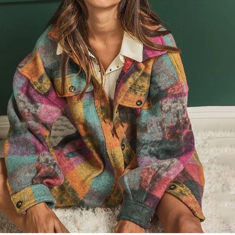 Bibi Button Fleece Shirt Jacket Large